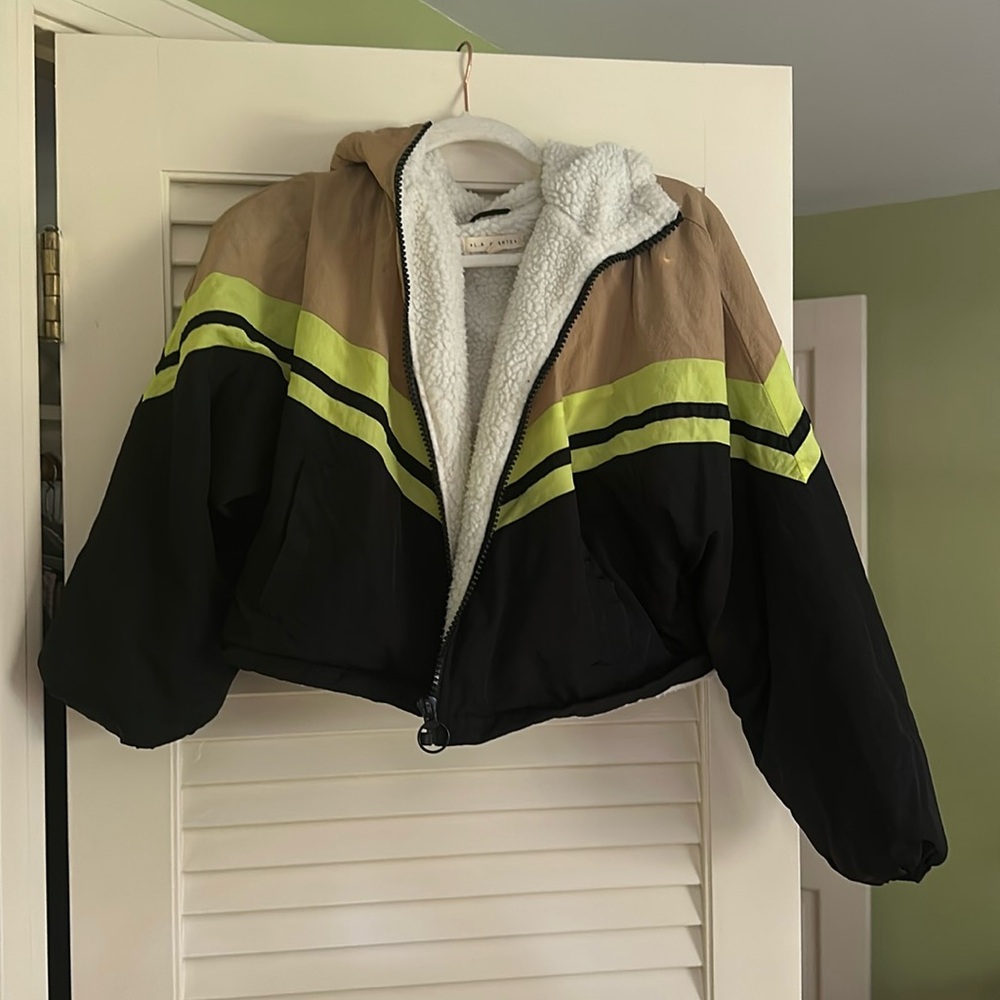 L.A. Hearts fuzzy waterproof coat with hood. Medium